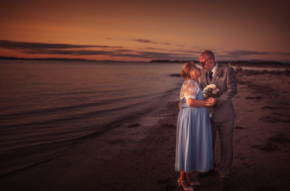 Bride and Groom Photo Shoot at Tayinloan Beach, Kintyre, Argyll, Scotland.